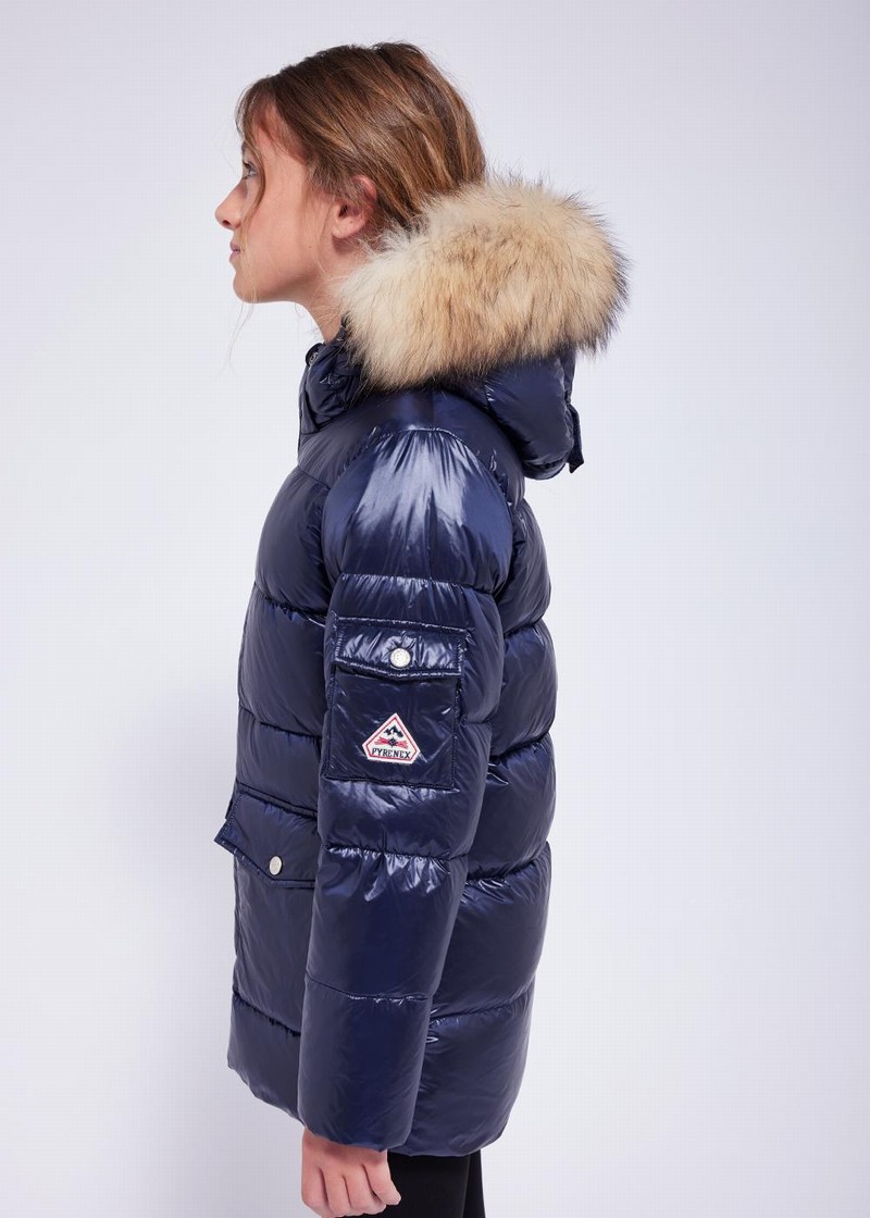 Kids' Pyrenex Authentic Shiny Down Jackets Navy | HIJ205J4795