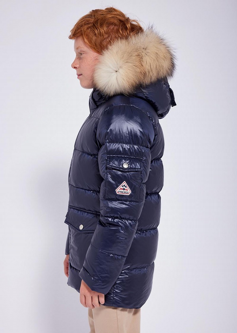 Kids' Pyrenex Authentic Shiny Down Jackets Navy | HIJ205J4795