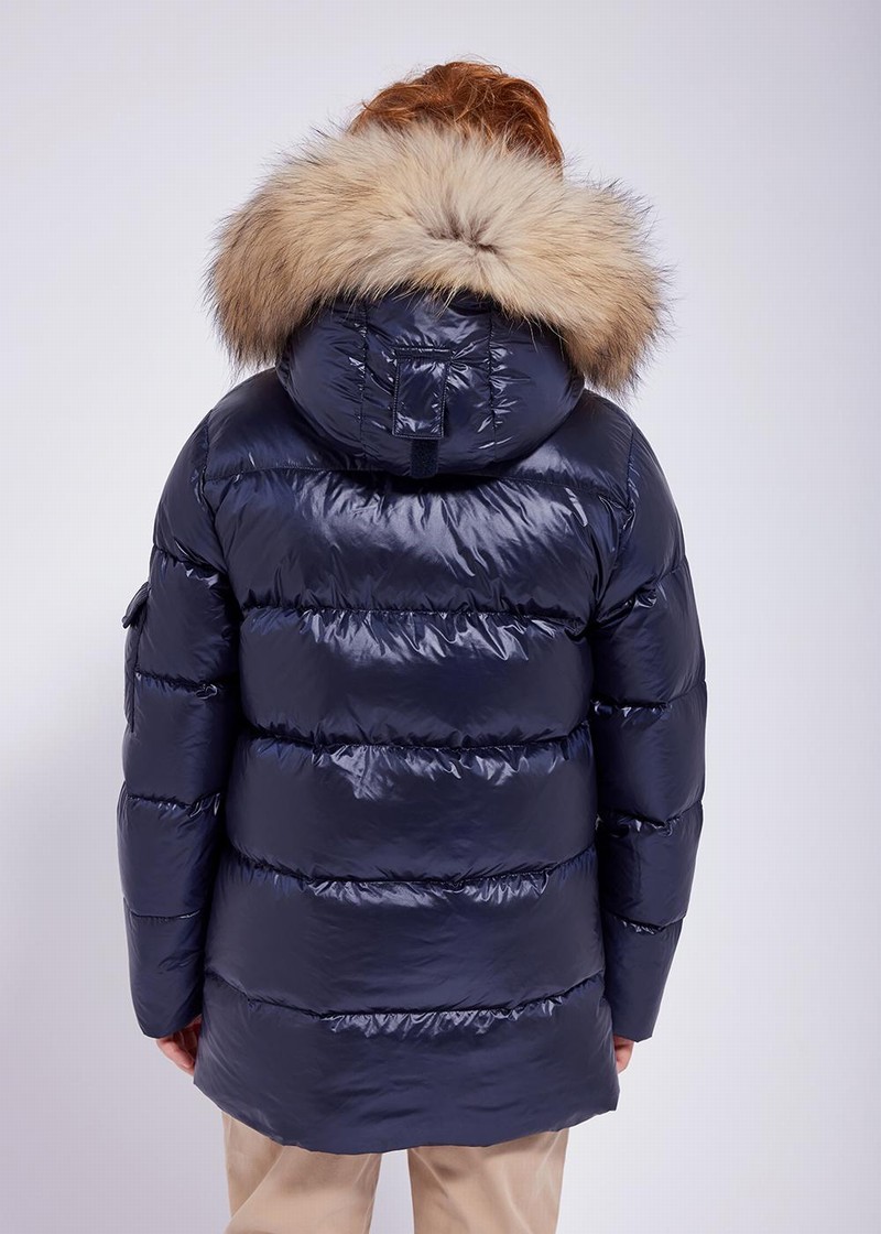 Kids' Pyrenex Authentic Shiny Down Jackets Navy | HIJ205J4795