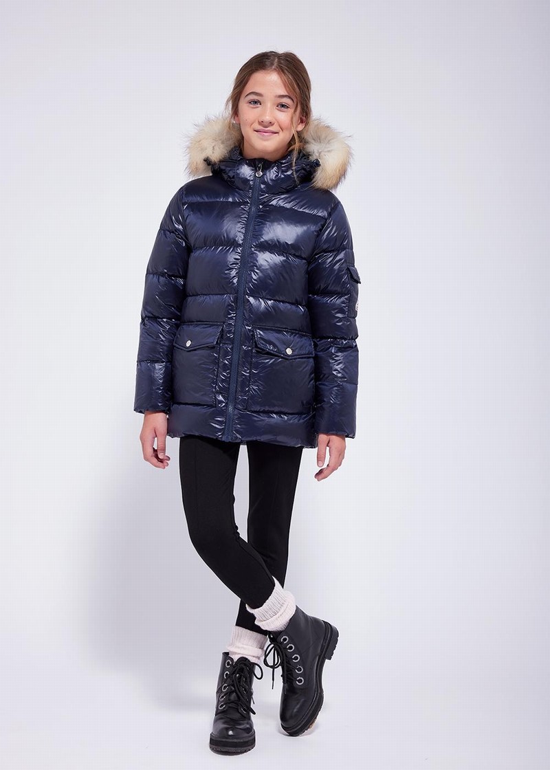 Kids\' Pyrenex Authentic Shiny Down Jackets Navy | HIJ205J4795