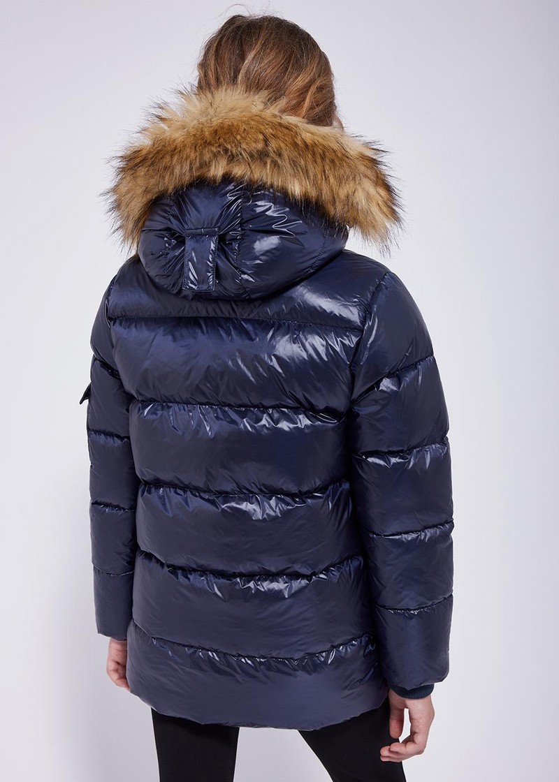 Kids' Pyrenex Authentic Shiny With Synth Fur Down Jackets Navy | HBH117H1926