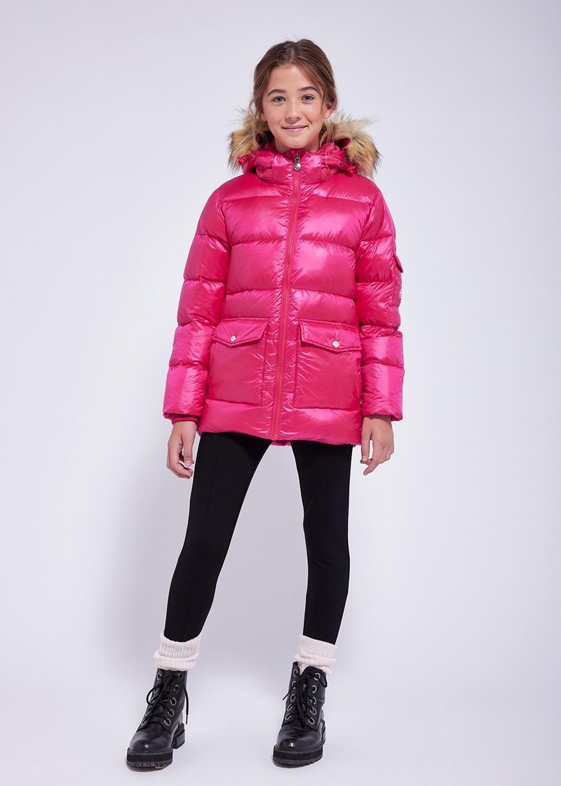 Kids' Pyrenex Authentic Shiny With Synth Fur Down Jackets Pink | HNF955F3086