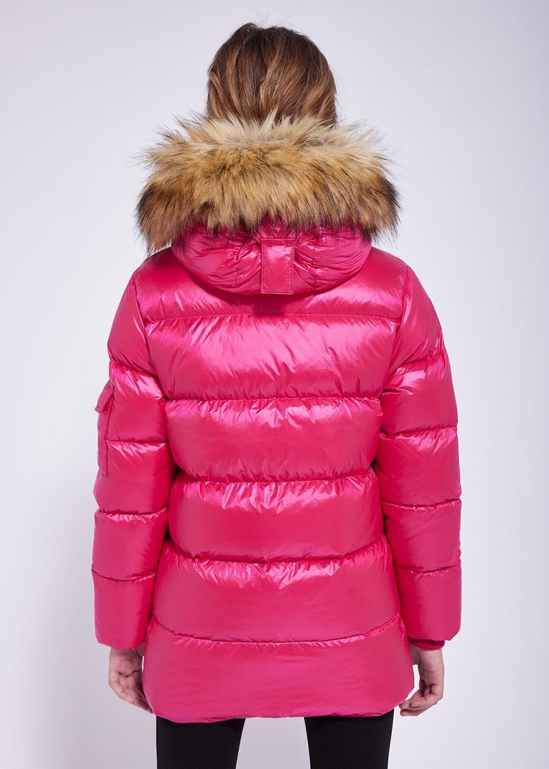 Kids' Pyrenex Authentic Shiny With Synth Fur Down Jackets Pink | HNF955F3086