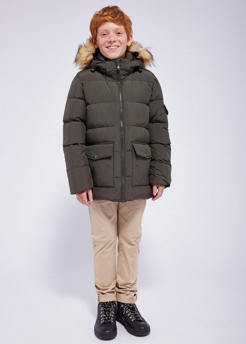 Kids' Pyrenex Authentic Smooth Fausse Fourrure Down Jackets Green | HVP578P5950