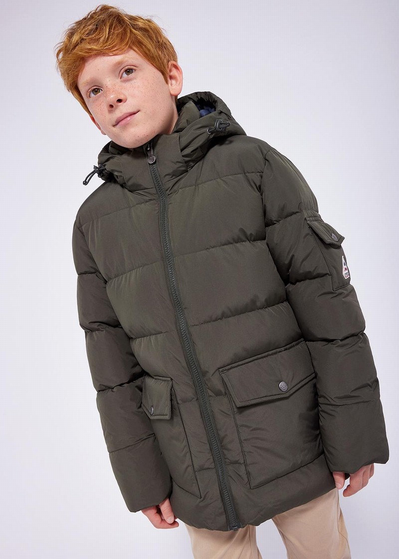 Kids' Pyrenex Authentic Smooth Fausse Fourrure Down Jackets Green | HVP578P5950