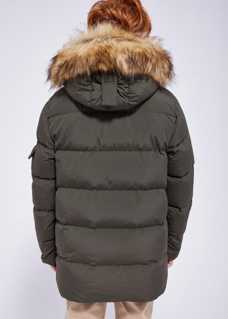 Kids' Pyrenex Authentic Smooth Fausse Fourrure Down Jackets Green | HVP578P5950