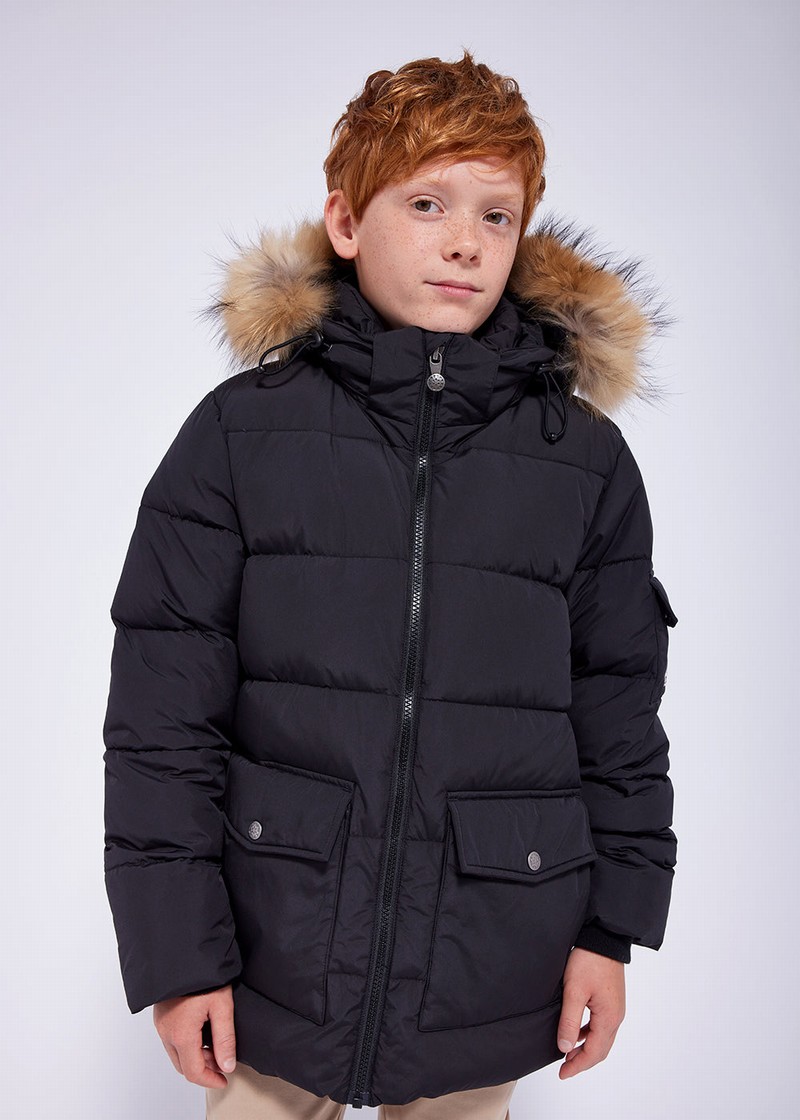 Kids' Pyrenex Authentic Smooth Fausse Fourrure Down Jackets Black | HVG918G6441