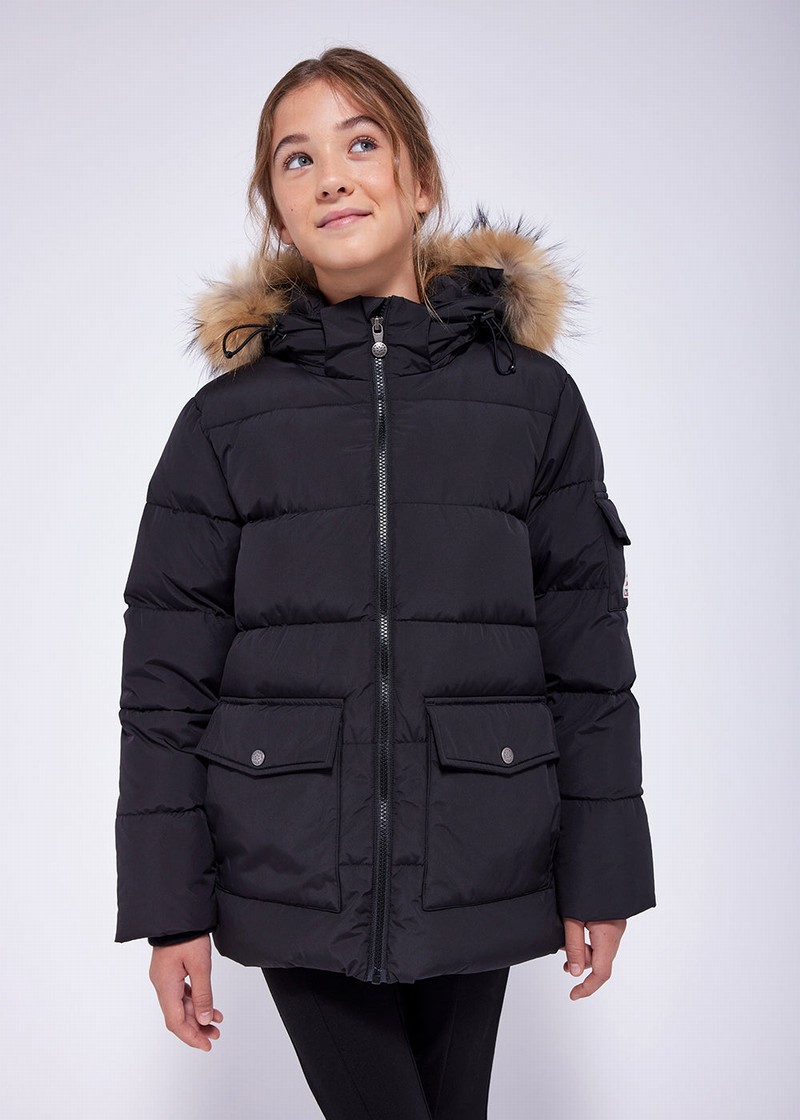 Kids' Pyrenex Authentic Smooth Fausse Fourrure Down Jackets Black | HVG918G6441