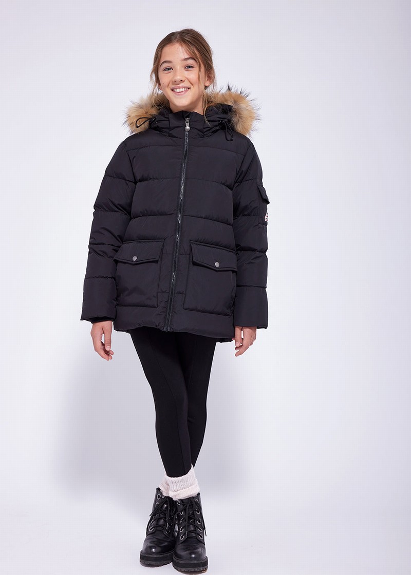 Kids' Pyrenex Authentic Smooth Fausse Fourrure Down Jackets Black | HVG918G6441