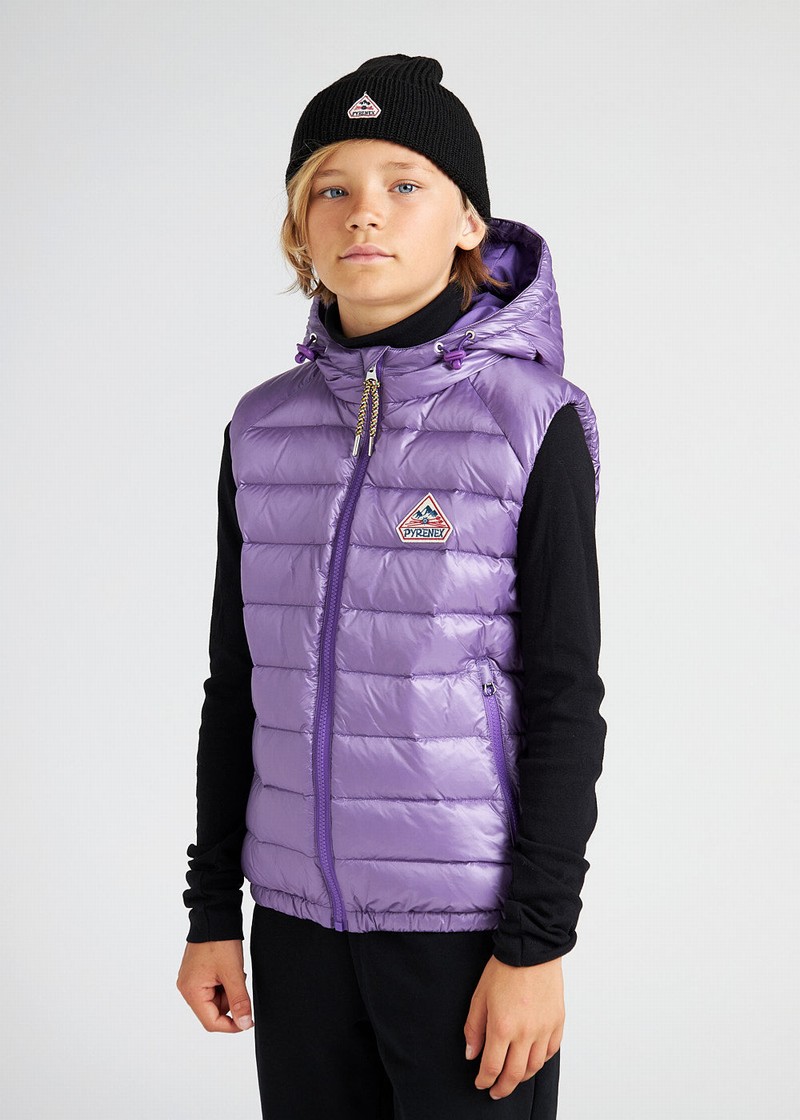 Kids' Pyrenex Cheslin Heart Sleeveless Down Vest Purple | HDR258R9562