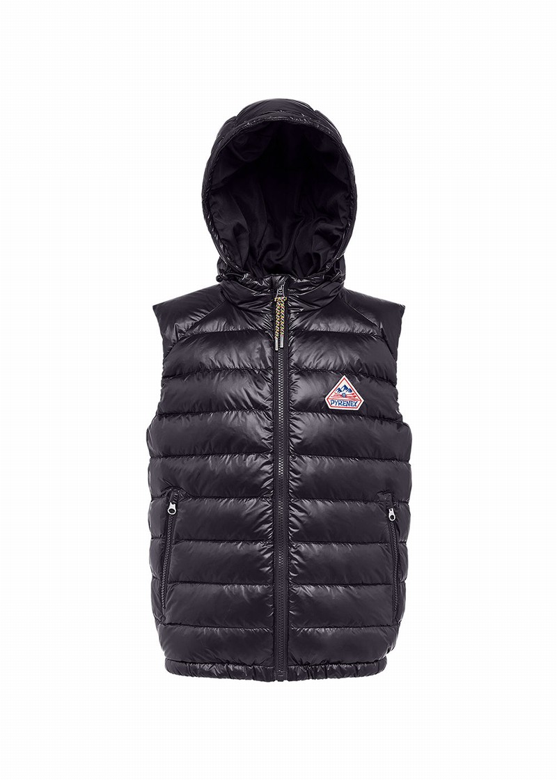 Kids' Pyrenex Cheslin Hooded Down Vest Black | HMX959X8860