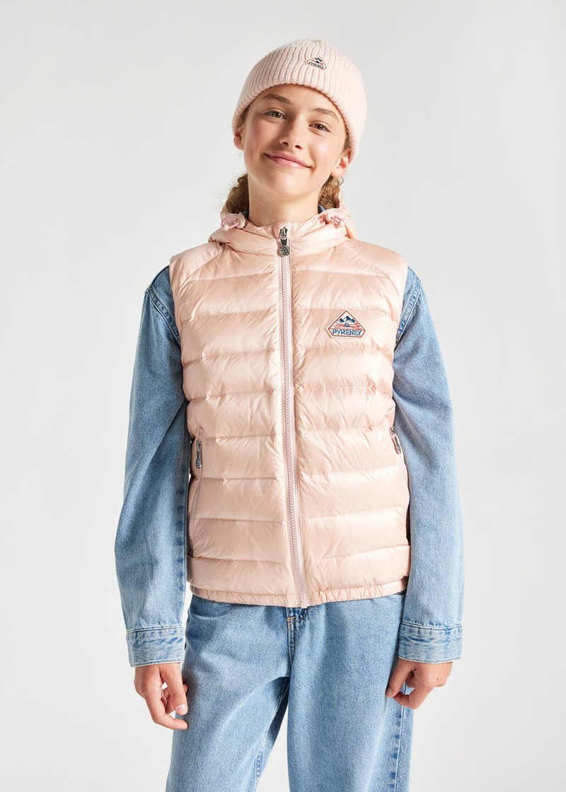 Kids' Pyrenex Cheslin Hooded Down Vest Coral | HQL731L1797