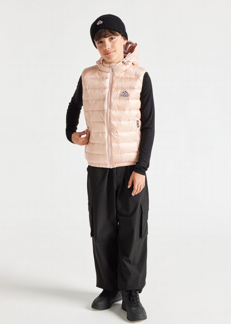 Kids' Pyrenex Cheslin Hooded Down Vest Coral | HQL731L1797