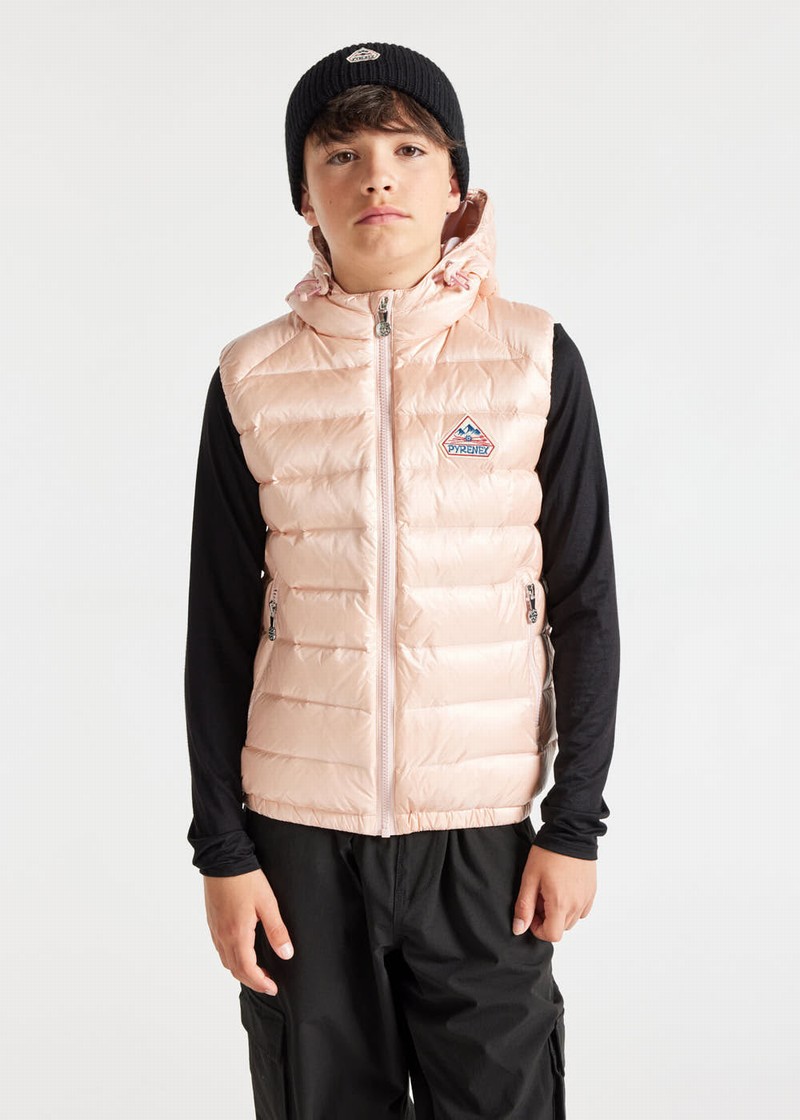 Kids' Pyrenex Cheslin Hooded Down Vest Coral | HQL731L1797