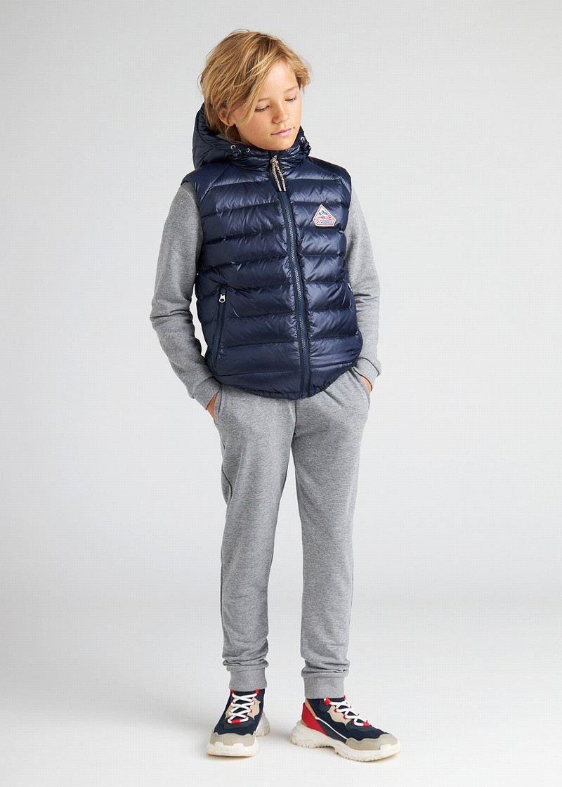 Kids' Pyrenex Cheslin Hooded Down Vest Navy | HEM987M7250