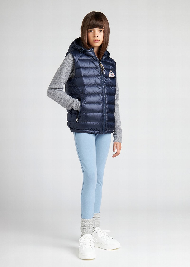 Kids' Pyrenex Cheslin Hooded Down Vest Navy | HEM987M7250