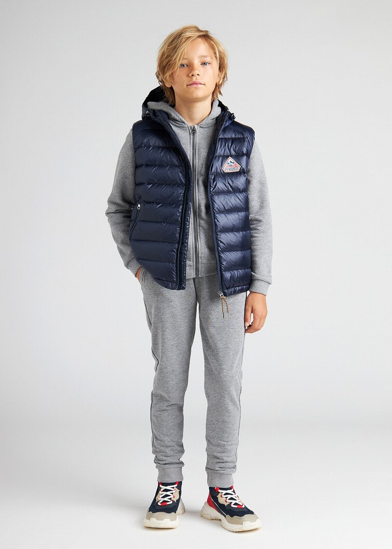 Kids' Pyrenex Cheslin Hooded Down Vest Navy | HEM987M7250