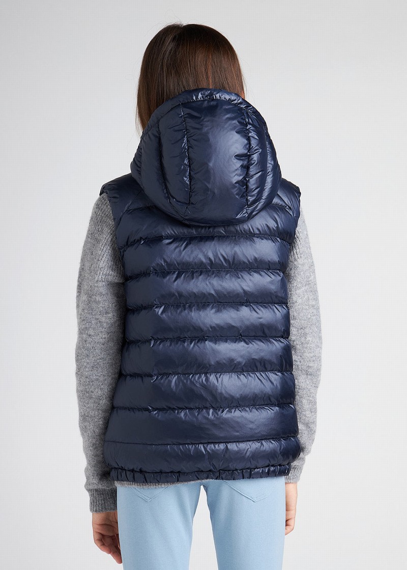 Kids' Pyrenex Cheslin Hooded Down Vest Navy | HEM987M7250