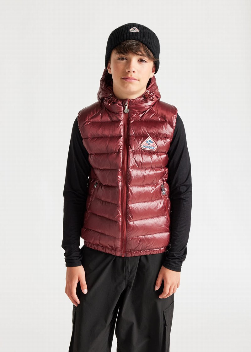 Kids' Pyrenex Cheslin Hooded Down Vest Red | HWT371T5883