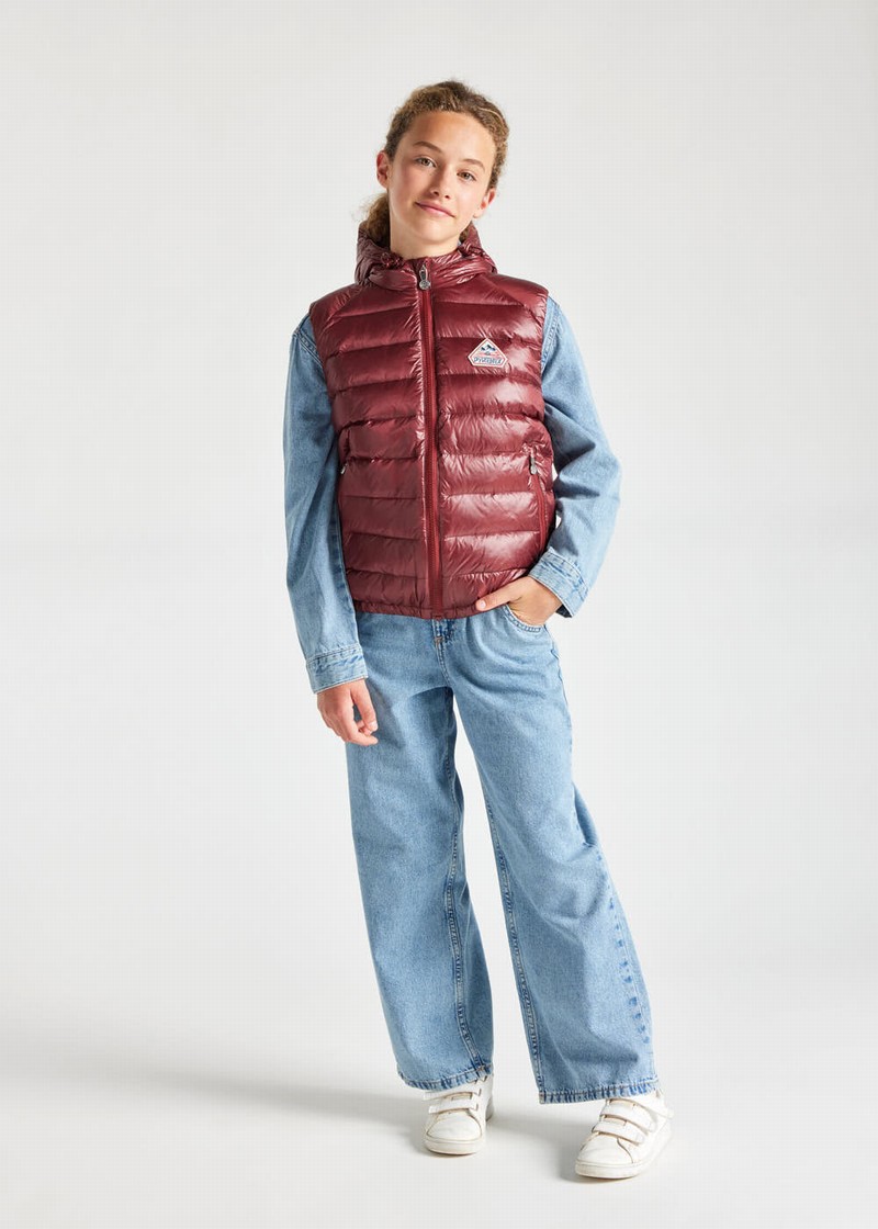 Kids' Pyrenex Cheslin Hooded Down Vest Red | HWT371T5883