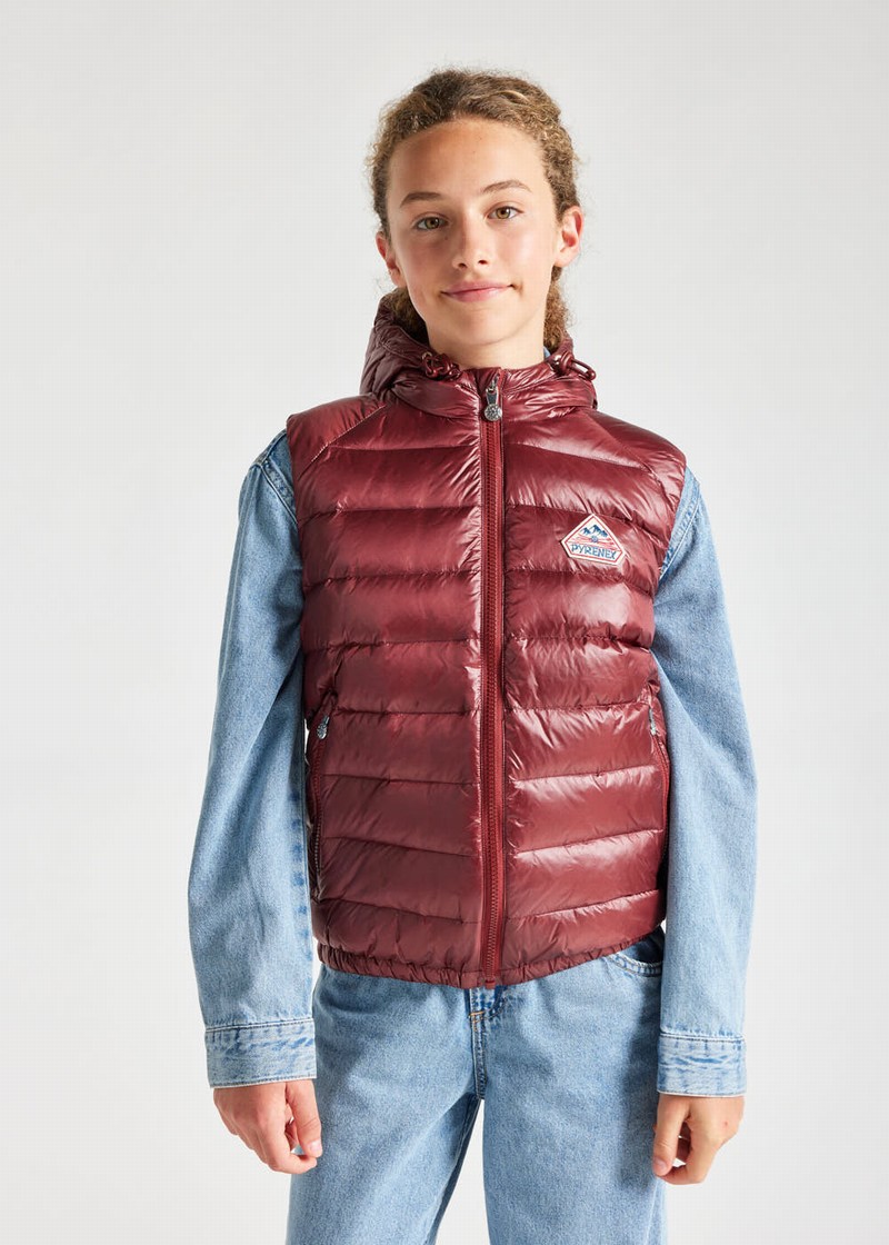 Kids' Pyrenex Cheslin Hooded Down Vest Red | HWT371T5883