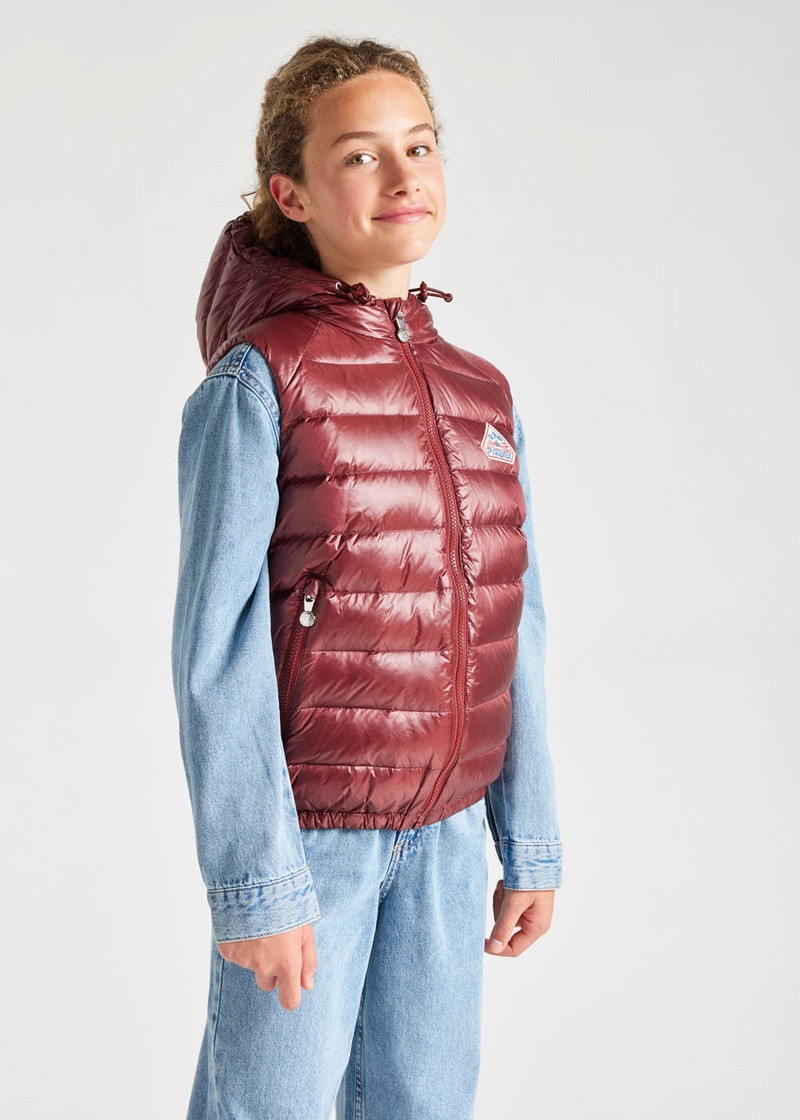 Kids' Pyrenex Cheslin Hooded Down Vest Red | HWT371T5883