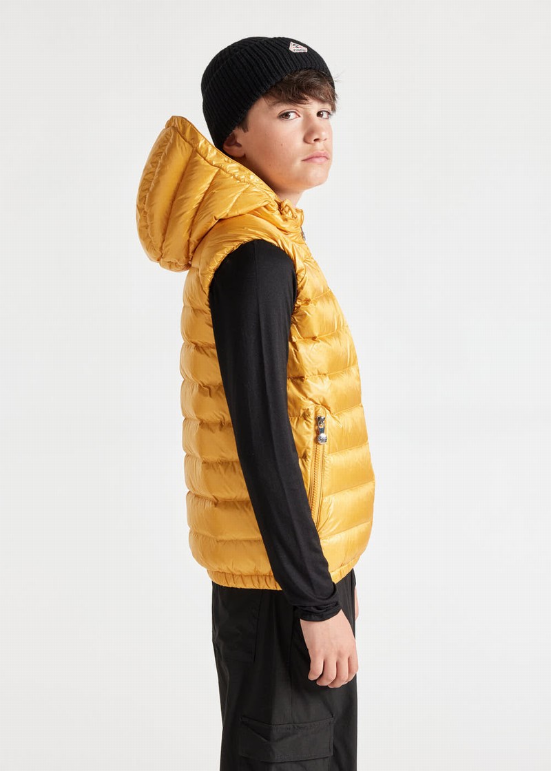 Kids' Pyrenex Cheslin Hooded Down Vest Yellow | HGL394L1965