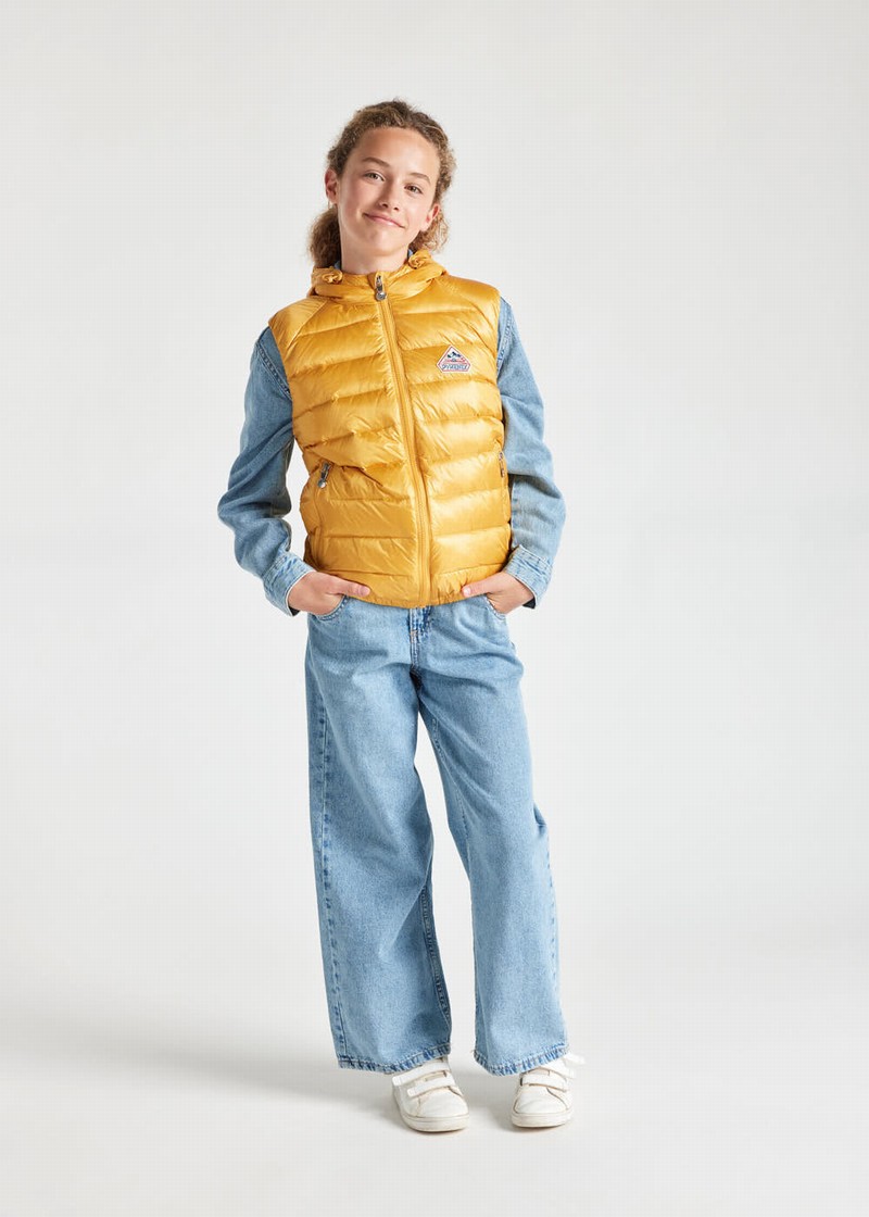 Kids' Pyrenex Cheslin Hooded Down Vest Yellow | HGL394L1965