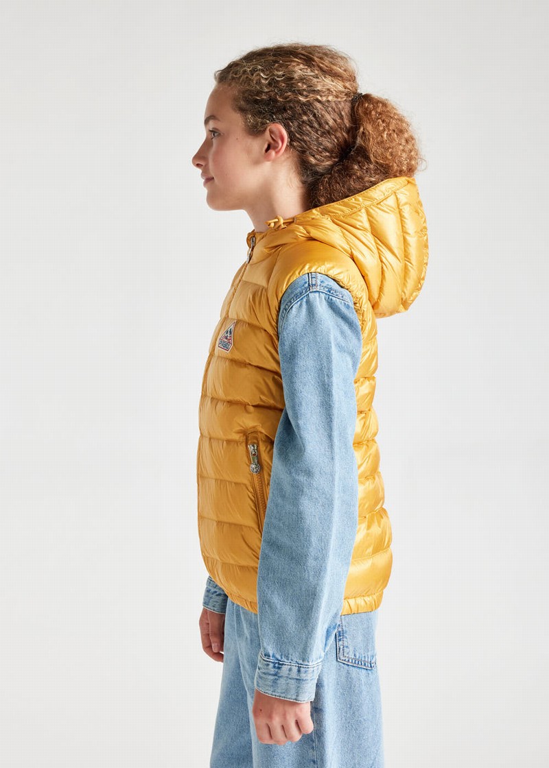 Kids' Pyrenex Cheslin Hooded Down Vest Yellow | HGL394L1965