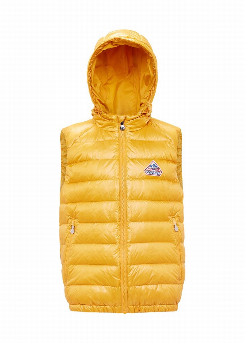 Kids' Pyrenex Cheslin Hooded Down Vest Yellow | HGL394L1965