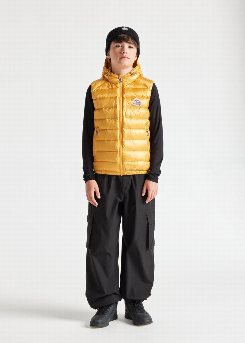 Kids\' Pyrenex Cheslin Hooded Down Vest Yellow | HGL394L1965