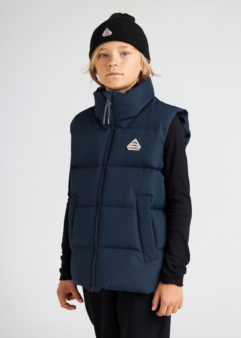 Kids\' Pyrenex Dorel Sleeveless Down Vest Navy | HLB962B9669