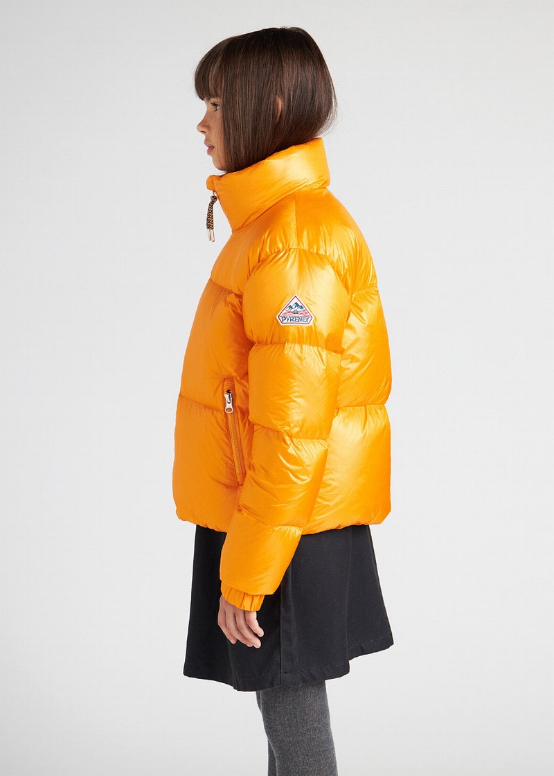 Kids' Pyrenex Goldin Cadium Shiny Down Jackets Yellow | HWZ950Z1156