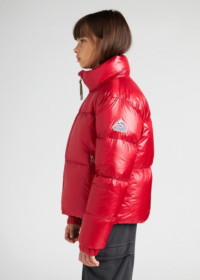 Kids' Pyrenex Goldin Shiny Down Jackets Red | HIT610T8930