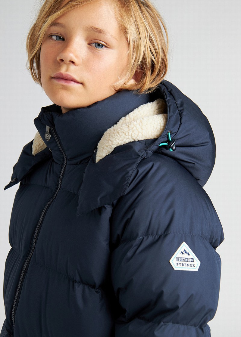 Kids' Pyrenex Husky X Bonton Warm Hooded Down Jackets Navy | HIR392R1284