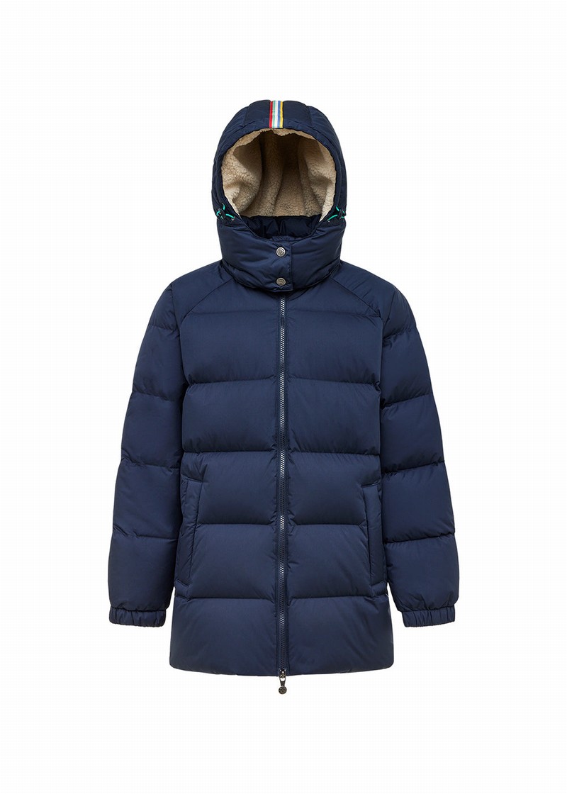 Kids' Pyrenex Husky X Bonton Warm Hooded Down Jackets Navy | HIR392R1284