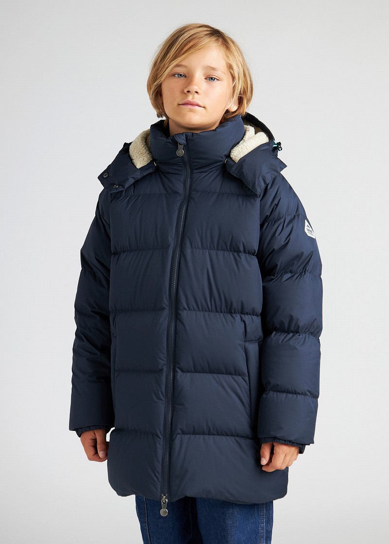 Kids\' Pyrenex Husky X Bonton Warm Hooded Down Jackets Navy | HIR392R1284