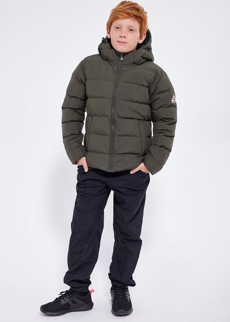 Kids' Pyrenex Spoutnic Hooded Down Jackets Green | HRE658E2855