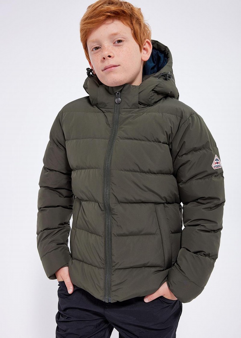 Kids' Pyrenex Spoutnic Hooded Down Jackets Green | HRE658E2855