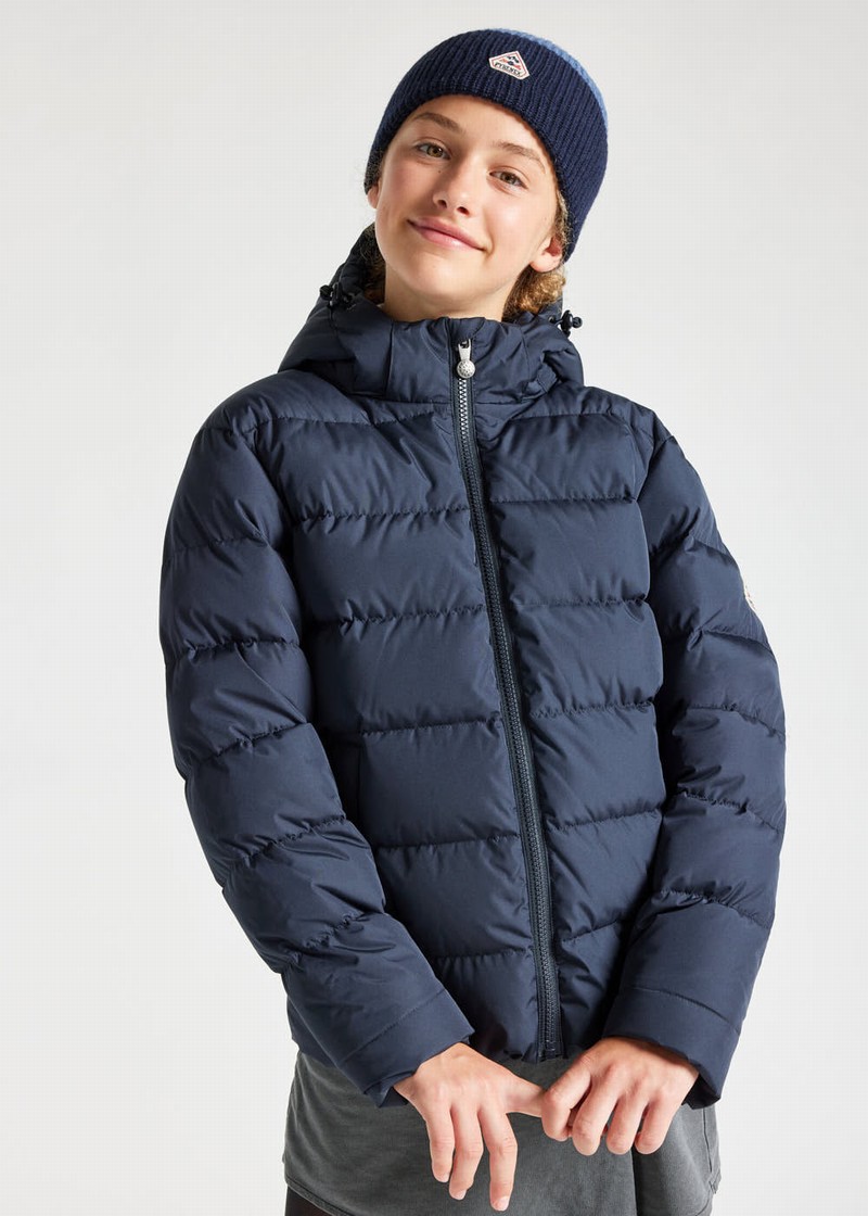 Kids' Pyrenex Spoutnic Hooded Down Jackets Navy | HIF682F7815