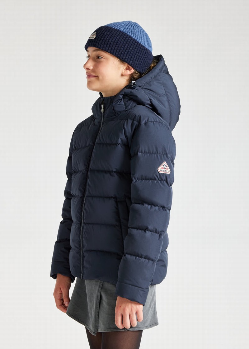 Kids' Pyrenex Spoutnic Hooded Down Jackets Navy | HIF682F7815