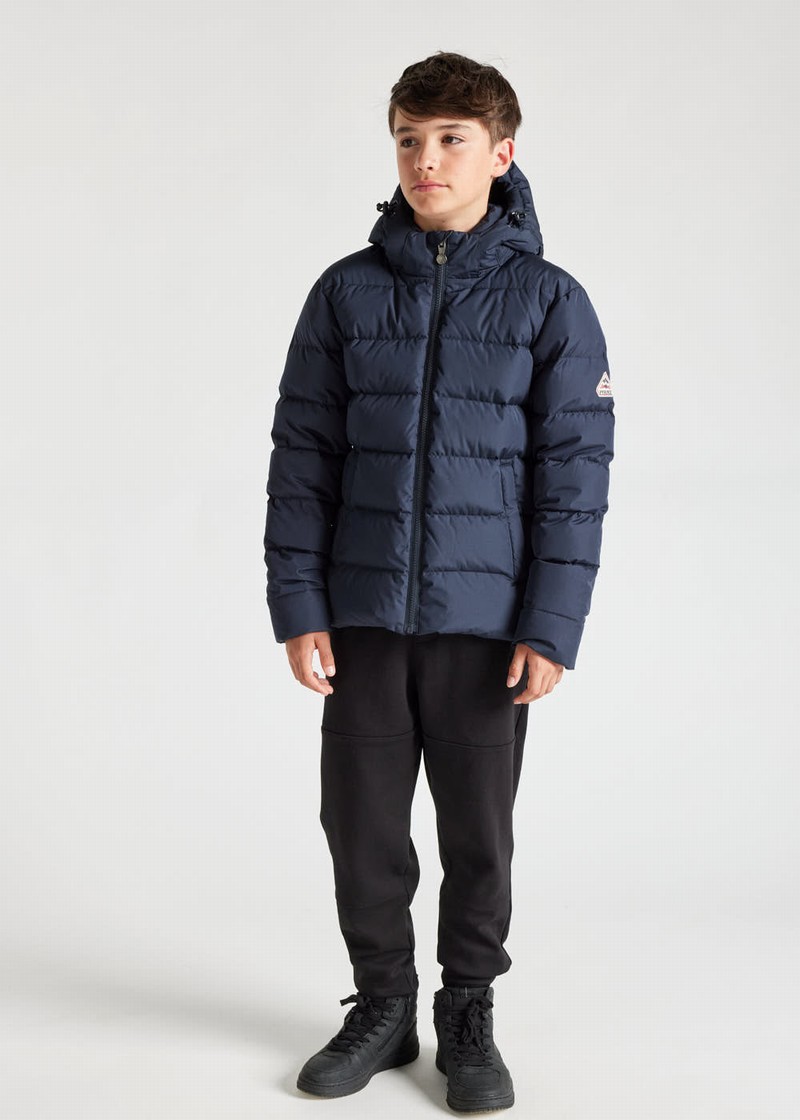 Kids' Pyrenex Spoutnic Hooded Down Jackets Navy | HIF682F7815