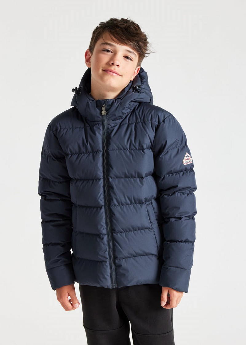 Kids' Pyrenex Spoutnic Hooded Down Jackets Navy | HIF682F7815