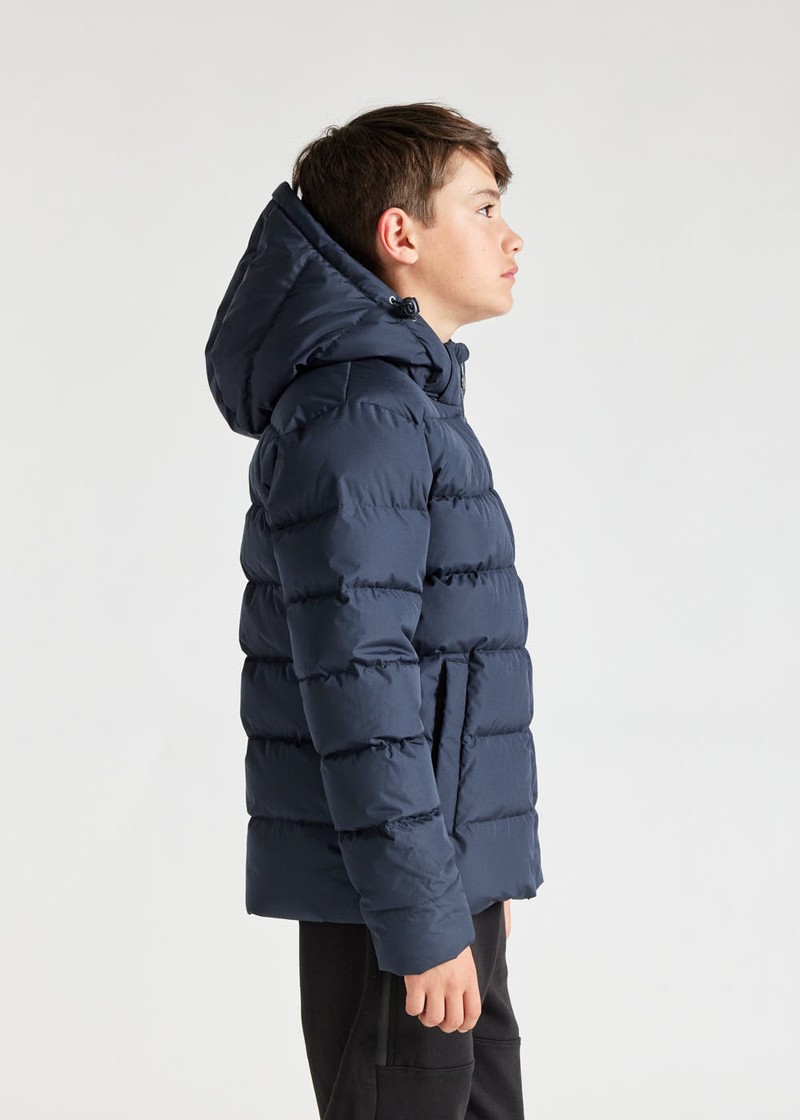 Kids' Pyrenex Spoutnic Hooded Down Jackets Navy | HIF682F7815