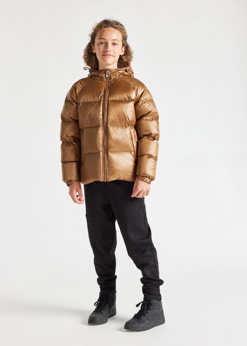 Kids' Pyrenex Sten Hooded Down Jackets Brown | HSD703D9263