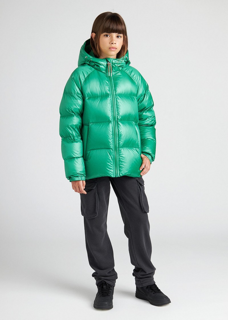 Kids' Pyrenex Sten Hooded Down Jackets Green | HVH477H9501