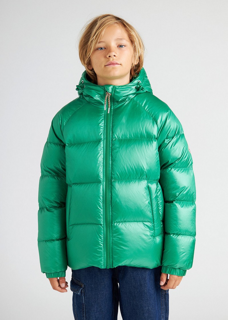 Kids\' Pyrenex Sten Hooded Down Jackets Green | HVH477H9501