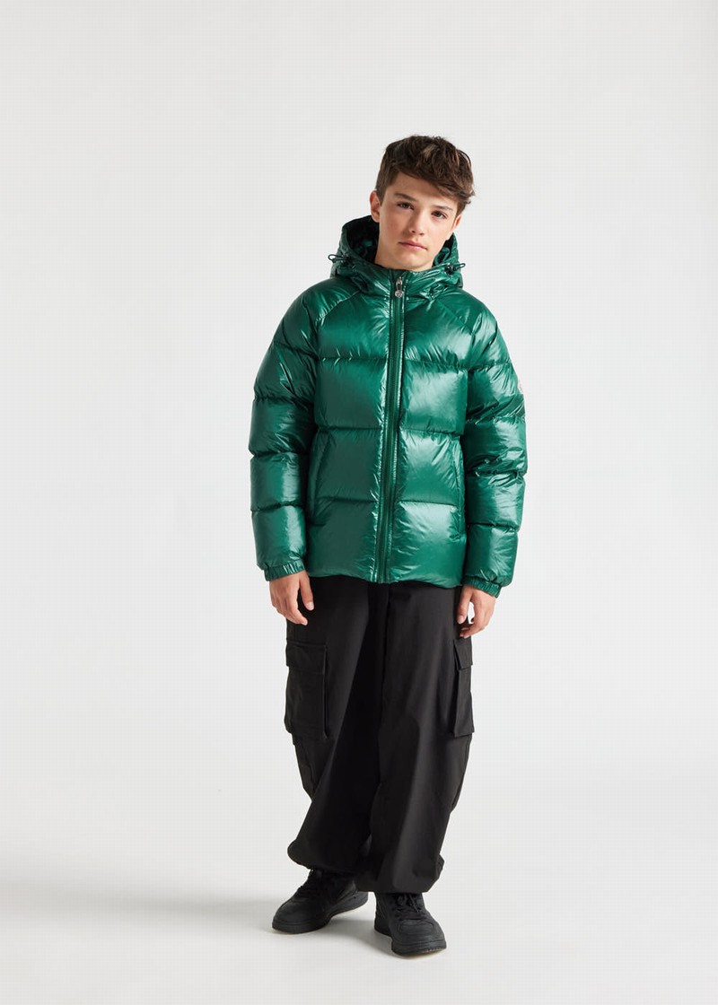 Kids' Pyrenex Sten Hooded Down Jackets Green | HFB811B2158