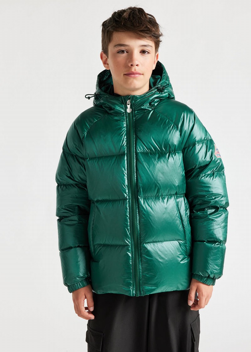 Kids' Pyrenex Sten Hooded Down Jackets Green | HFB811B2158