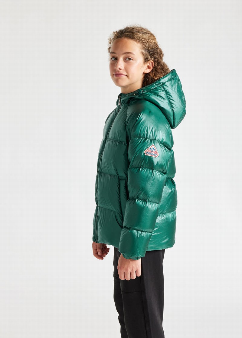 Kids' Pyrenex Sten Hooded Down Jackets Green | HFB811B2158